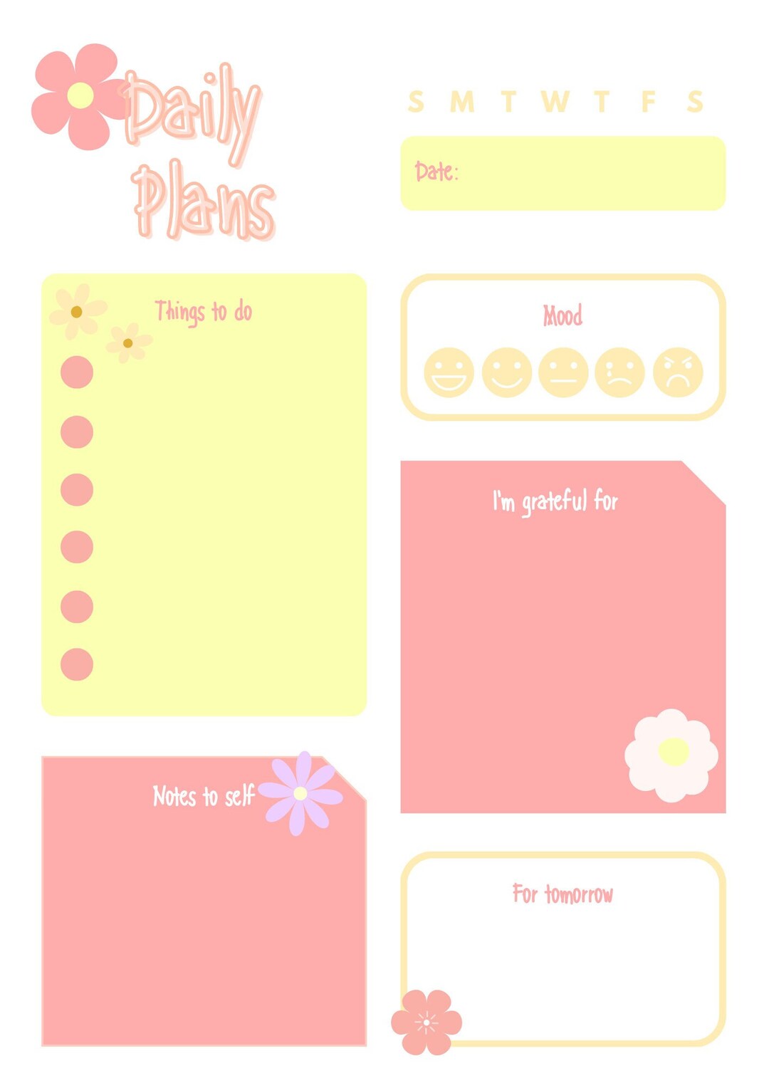 Printable Daily Planner Downloadable Daily Schedule Daily Todo List