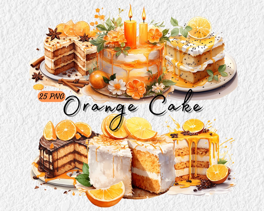 25 PNG Delicious Cake Clipart, Watercolor Birthday Cake, Sweet Dessert