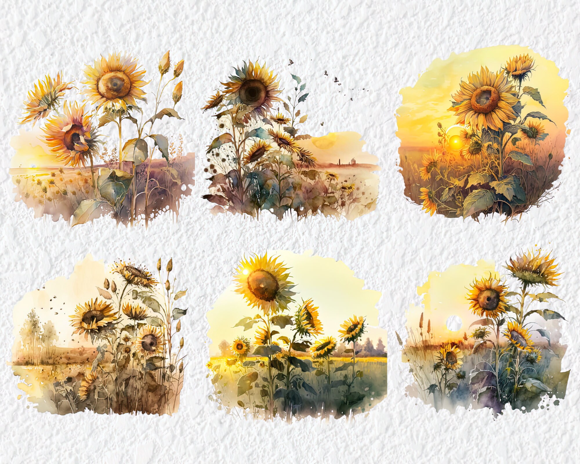 30 PNG Sunflower Clipart Watercolor Sunflower, Floral and Botanical Art ...