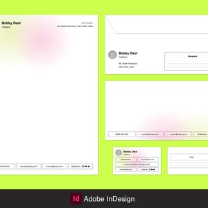 Modello InDesign di cancelleria - Biglietto da visita, carta intestata e busta - Sfumature colorate