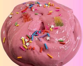 Rosa smörslime, med doft av bubbelgum och björnberlocker, neutral present till barn, present till vuxna