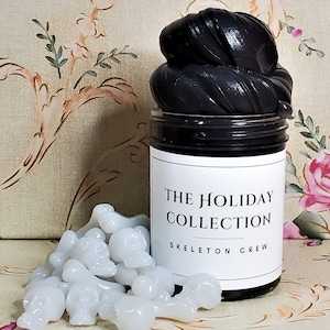 Butter Black Halloween Skeleton Slime, Personalisiertes Slime Geschenk, Party Favor, Hausgemachter Slime für Kinder, Vanille duftend, Slime Geschenke für Erwachsene