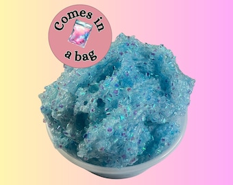 Blue Bingsu Slime, Crunchy Ocean Scented Slime in a Bag (4oz), Neutral gift for kids, Gift for adults