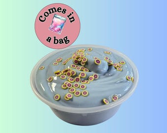 Pastel Purple Butter Slime, Lavender Scented with Fimo Slices, Neutral gift for kids, Gift for adults