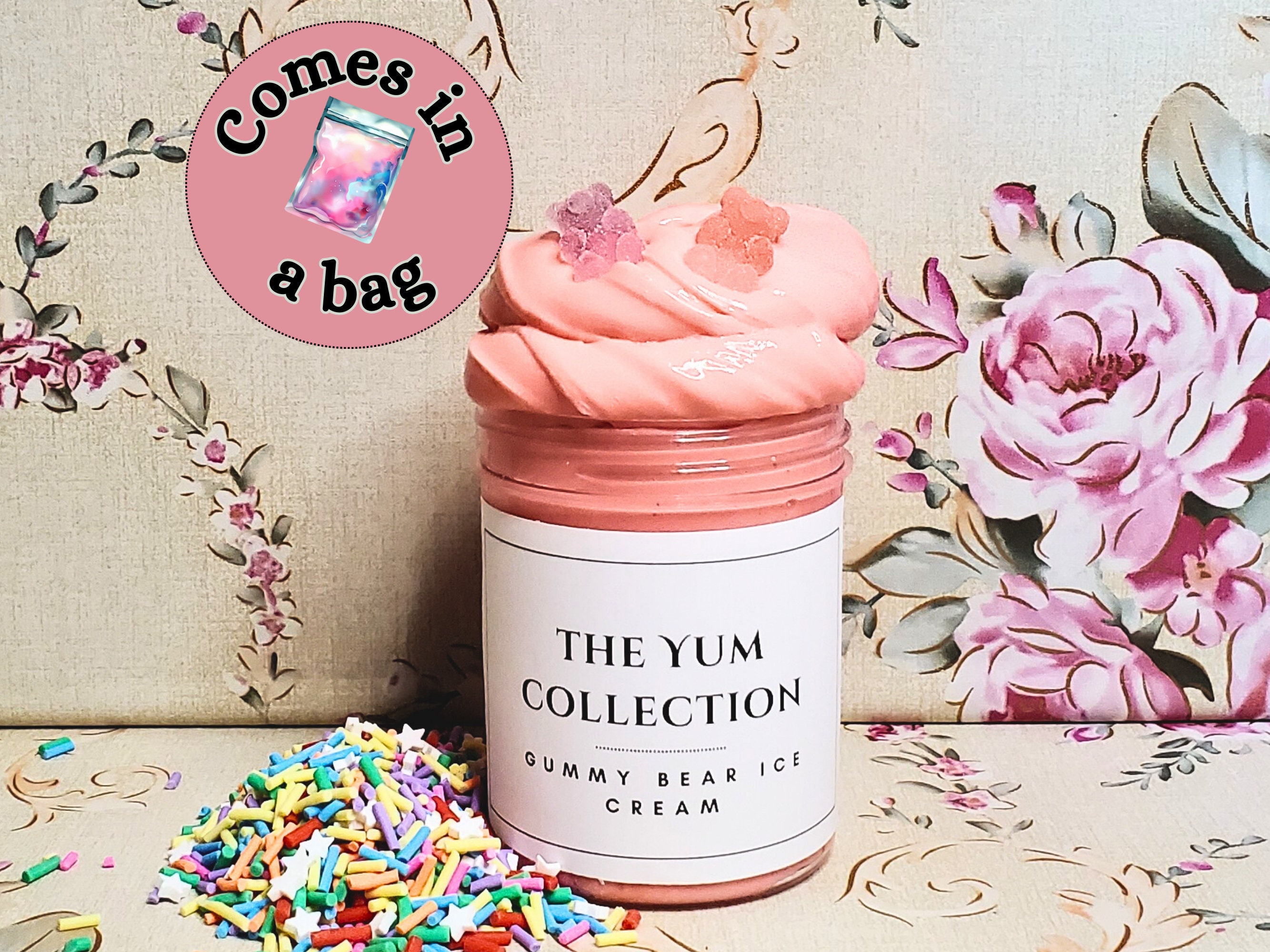 Butter Slime in a Bag, Pastel Pink Lemon Slime, Bubble Gum, Homemade Slime for Kids, Bubble Gum Scented Slime, Slime Gifts for Adult