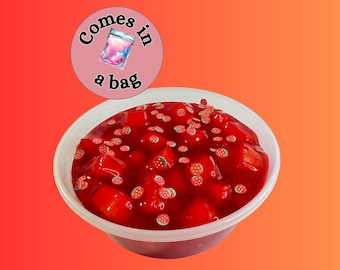Strawberry Jelly Cube Slime, Scented Stress Relief (4oz), Neutral gift for kids, Gift for adults