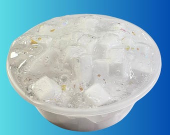 Clear Jelly Cube Slime, Unicorn Flakes, Unscented, Stress Relief (4oz), Neutral gift for kids, Gift for adults