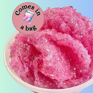 Pink Bingsu Slime, Crunchy Cotton Candy Scented Slime in a Bag (4oz), Neutral gift for kids, Gift for adults