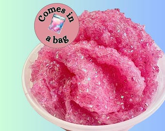 Pink Bingsu Slime, Crunchy Cotton Candy Scented Slime in a Bag (4oz), Neutral gift for kids, Gift for adults