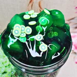 Kiwi Jelly Cube Slime: Lemon Scented, Stress Relief, Party Favor