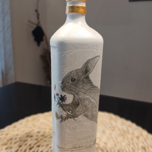 Decoupage Bunny Bottle