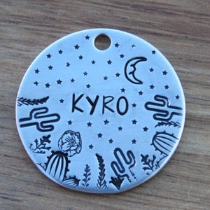 Desert Dog Tag, Personalised Pet Tag, Engraved Metal Dog Tag, Pet Name Tag, Handmade Pet Tag, Dog Name Tag, Native Wolf Tag