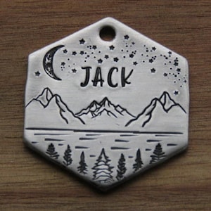 Engraved Dog Tag, Wilderness Dog Tag, Tag for Collar, Metal Pet ID Tag, Handmade Pet Tag, Dog Name Tag, Metal Tag Dog, Native Wolf Pet Tag
