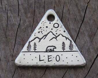 Pet ID Tag, Triangle, Stamped Dog Tag, Original Dog Tag, Metal Pet ID Tag, Pet Supplies, Pet Name Tag, Native Pet Tag