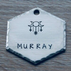 Native Pet Tag, Hexagonal Pet Tag, Weatherproof Dog Tag, Metal Dog Tag, Dog Name Tag, Custom Dog Tag, Engraved Dog Tag, Native Wolf Tag