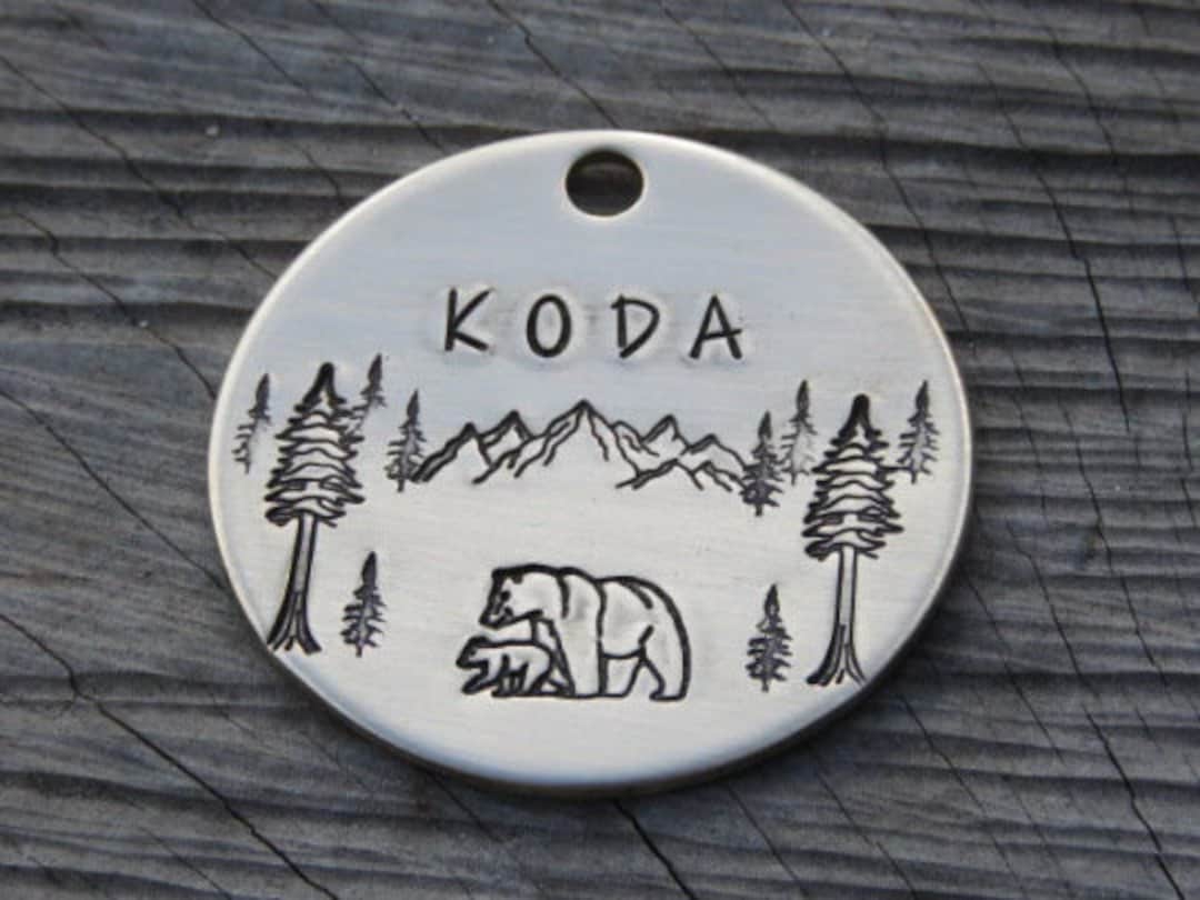Tag Bea Dog Tag With Bear, Personalised Dog Tag, Dog Name Tag, Metal Pet Tag ...