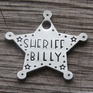 Sheriff Tag, Heavy Duty Pet Tag, Engraved Pet Tag, Personalised Dog Tag, Dog Name Tag, Metal Dog Tag, Handmade Pet Tag, Native Wolf Pet Tag