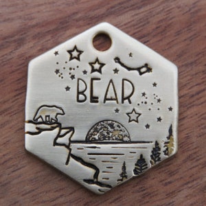Pet Tag, Outdoor, Heavy Duty Dog Tag, Pet ID Tag, Handy Dog Tag, Pet ID Tag, Thick Metal Dog Tag, Native Wolf Tag