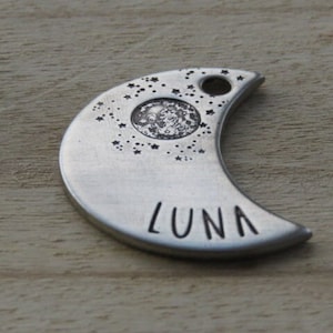 Popular Pet Tag, Hand Stamped Pet Tag, Pet Name Dog Collar, Engraved Pet Tag, Beautiful Pet Tag, Metal Pet ID Tag, Native Wolf Pet Tag