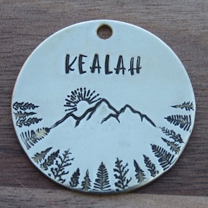 Decorative Metal Pet Tag, Round Disc Pet Tag, Pet ID Tag, Lest Pet Tag, Tag with Pets Name, Handmade Pet Tag, Native Wolf Tag
