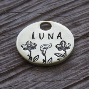 Wilde bloemen, aangepaste tag voor hond, metalen dog tag, ronde metalen dog tag, aangepaste dog tag, huisdier ID tag, native wolf tag