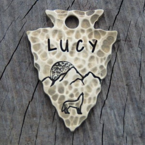 Lucky Pet tag, Custom Pet tag, Arrowhead, Pet ID Tag, Engraved Dog Tag, Personalised Tag for Dog, Decorative Pet Tag, Native Wolf Tag
