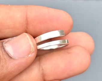 Bague d'orteil réglable en argent sterling martelé : bague midi double anneau