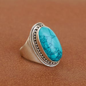 ボヘミアン　ターコイズ　シルバーリング　5点セット 3ストーンターコイズリング、女性用スターリングシルバーリング