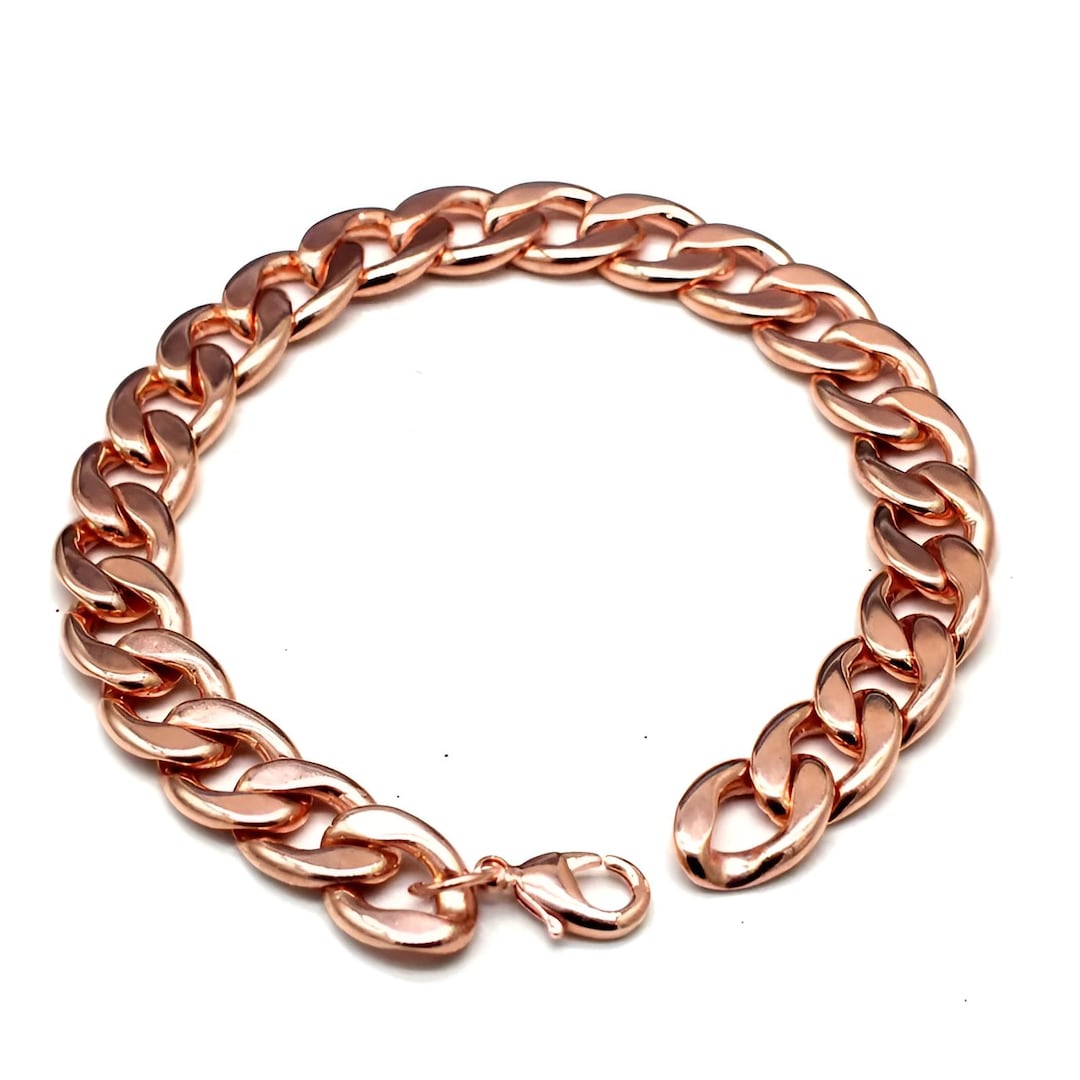 Men's Heavy Solid Copper Chain Bracelet: Wide Design