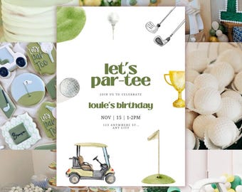 Partee Golf Invitation - Editable Canva Template | Golf Birthday Party Invite | 5x7 Digital Download