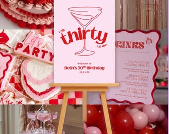 Talk Thirty to Me Welcome Sign - Editable Canva Template | 30th Birthday Party Sign | A1 Digital Download