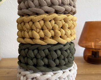Crochet storage baskets