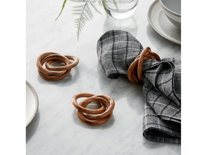 Wood Interlocked 3 Ring Napkin Ring Set of 4 Robert Stanley Signature