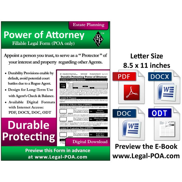 Durable Protecting Power of Attorney - Legal Kit - POA Only