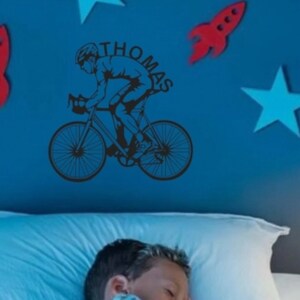 Wall decoration in the shape of a personalized cyclist with first name 3D printing image 4