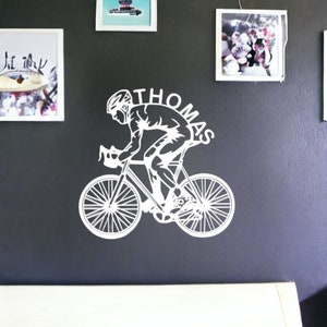 Wall decoration in the shape of a personalized cyclist with first name 3D printing image 7