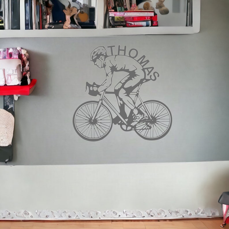 Wall decoration in the shape of a personalized cyclist with first name 3D printing image 6