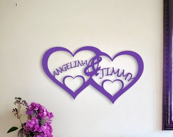 Union of Hearts Wall Decoration personalized with first names