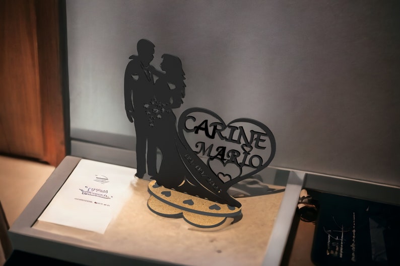 cadeau mariage 3D, décoration mariage personnalisée avec prénom et date image 4