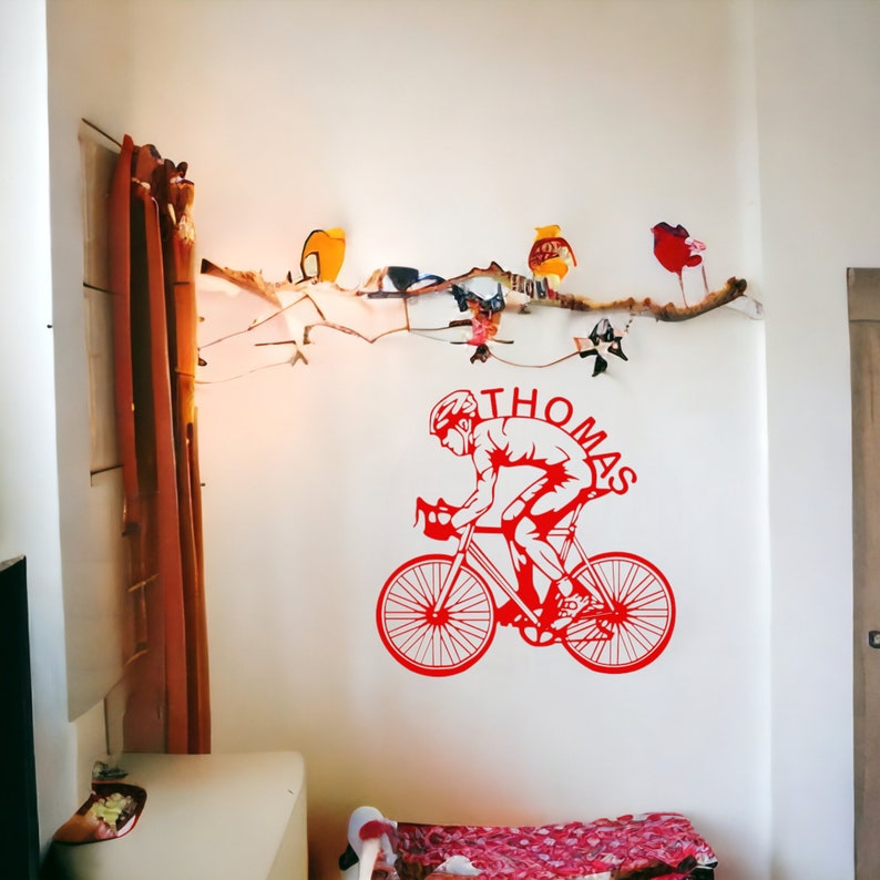 Wall decoration in the shape of a personalized cyclist with first name 3D printing image 2