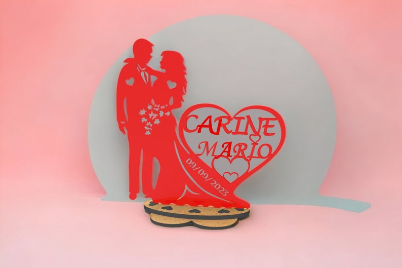 cadeau mariage 3D, décoration mariage personnalisée avec prénom et date image 3