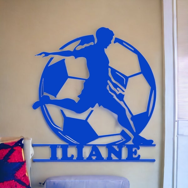 Décoration murale personnalisée en 3D - Ballon de football avec prénom