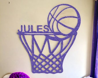 Décoration porte chambre enfant basketball personnalisée avec prénom