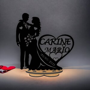 cadeau mariage 3D, décoration mariage personnalisée avec prénom et date image 2