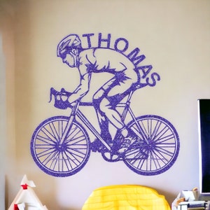 Wall decoration in the shape of a personalized cyclist with first name 3D printing image 5