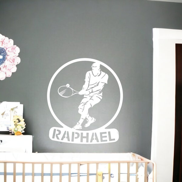Décoration murale personnalisée - Joueur de tennis avec prénom