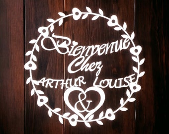 Personalized door panel first names Crown of Hearts