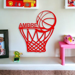 Décoration porte chambre enfant basketball personnalisée avec prénom