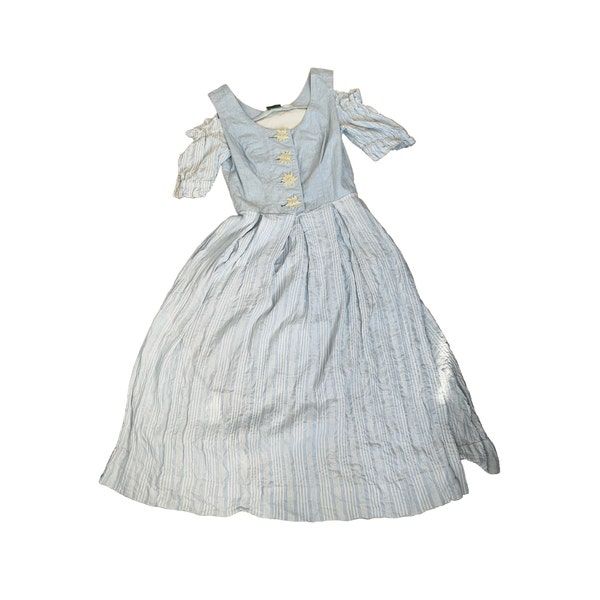 Light Blue 1990 Traditional Cotton Dirndl Dress