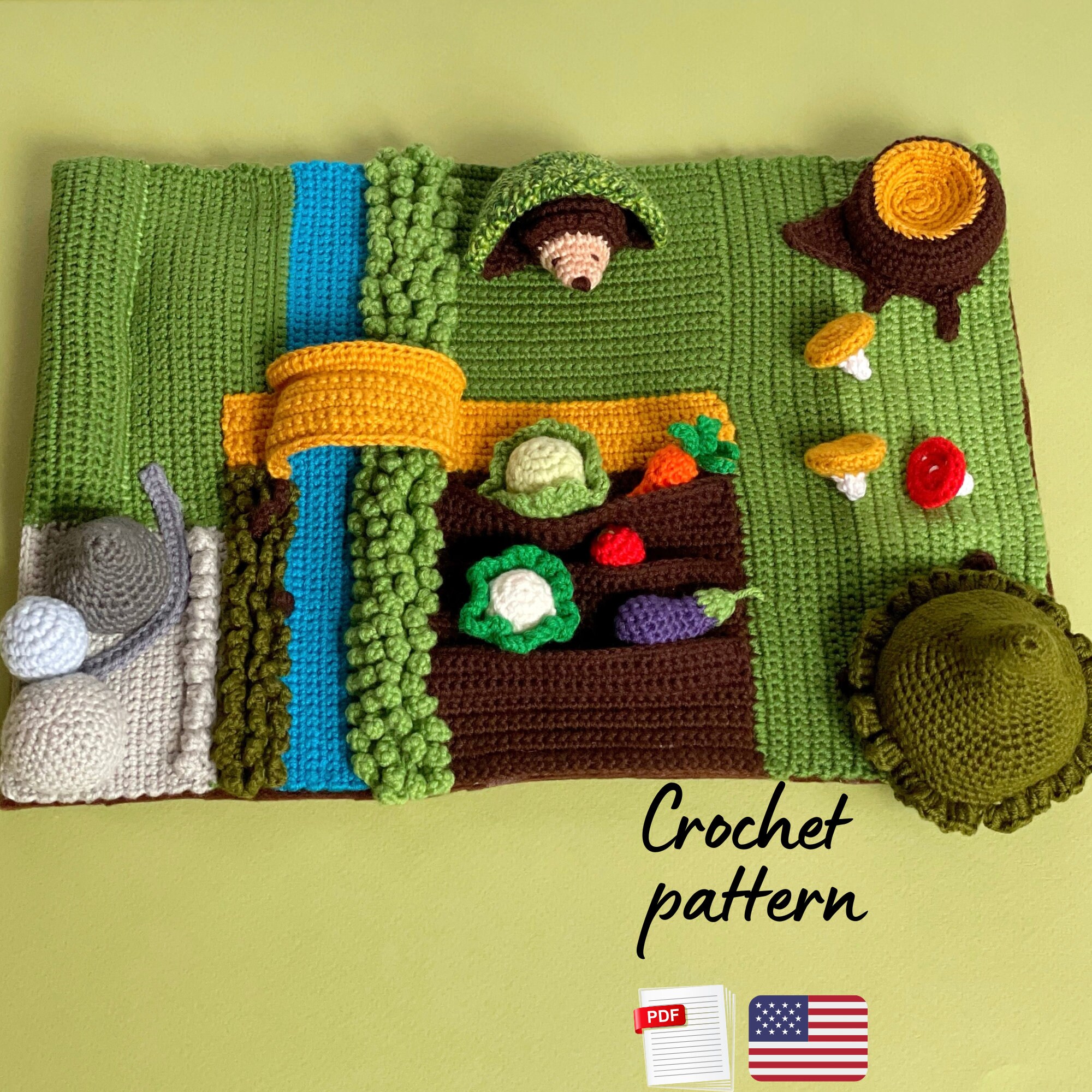 PLAY MAT crochet pattern. Forest animals crochet pattern - Etsy España